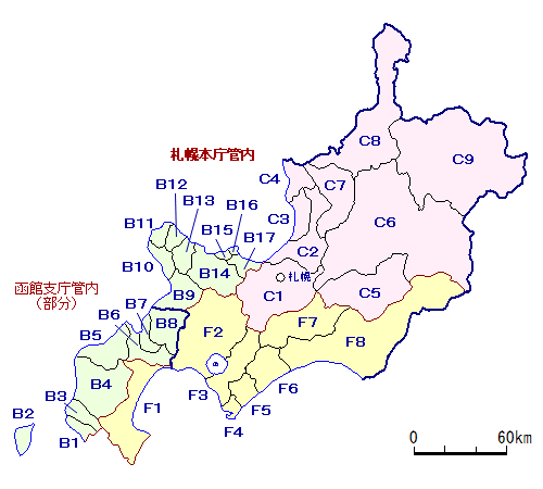 1871年の国郡：北海道
